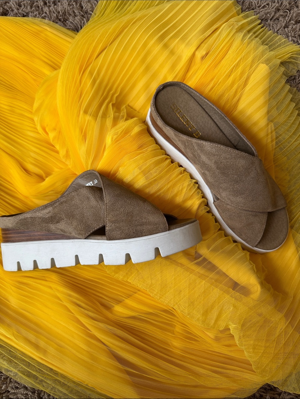 Women’s Crisscross Suede Slide Mules - Taupe